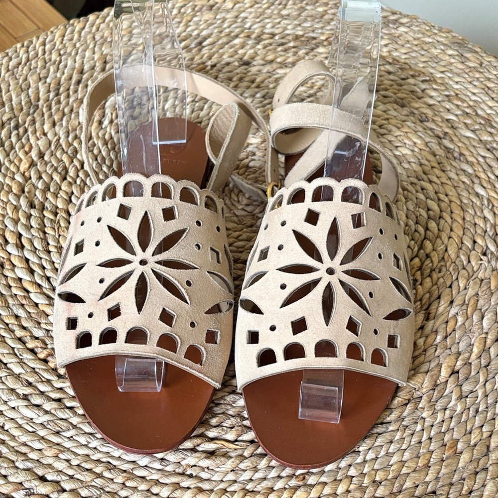 Tory Burch May Laser Cut Flat Sandals 7.5